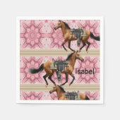 Papieren luiers, roze paarden servet (Voorkant)