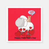 Papieren luiers, Sheep Kitten Red Hearts Servet (Voorkant)