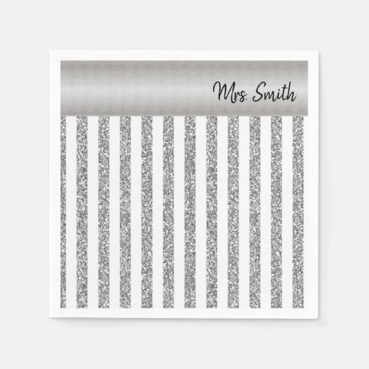 Papieren luiers, Silver Stripe Napkins Servet (Voorkant)