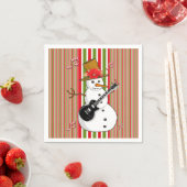 Papieren luiers, Snowman Red Green White Stripe Servet (Insitu)