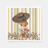 Papieren luiers, stripe  Floral Servet (Voorkant)