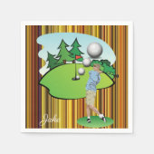 Papieren luiers, Stripe Golfer Golf Balls Servet (Voorkant)