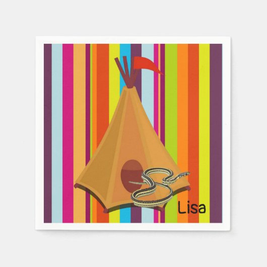 Papieren luiers, stripe Tent Camping Snake Servet (Voorkant)