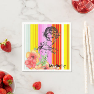 Papieren luiers, Stripe Victoriaans vrouw Servet