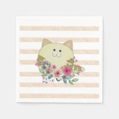 Papieren luiers, stripteescat beige Floral Servet (Voorkant)
