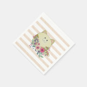 Papieren luiers, stripteescat beige Floral Servet (Hoek)