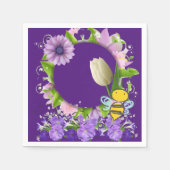 Papieren luiers, Tulp Floral Flowers Bumblebee Servet (Voorkant)