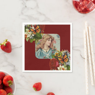 Papieren luiers, Victoriaans Vrouw Floral Servet