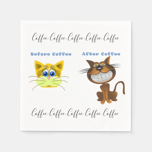 Papieren luiers, voor en na koffie-katten servet (Voorkant)