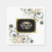 Papieren luiers, zwart bloemenmonogram servet (Voorkant)