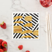 Papieren luiers, zwart-wit Stripe Gold Napkins Servet (Insitu)