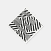 Papieren luiers, zwart-wit Stripe Silver Napkins Servet (Hoek)