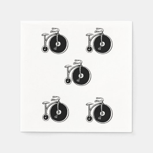 Papieren luiers, zwarte en witte fietsen, servet (Voorkant)