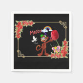 Papieren luiers, zwarte Floral-aap regenboog Servet (Voorkant)