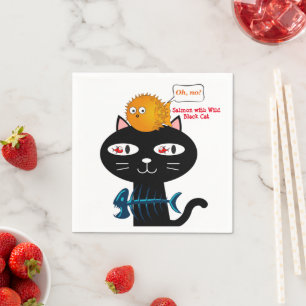 Papieren luiers, zwarte kat, keukendiner servet