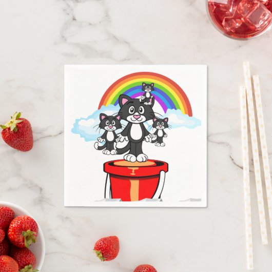 Papieren luiers, zwarte kattenregenboog servet (Insitu)