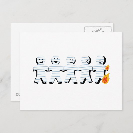 Papieren mensen branden briefkaart (Voorkant / Achterkant)