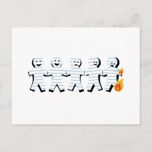 Papieren mensen branden briefkaart (Voorkant)