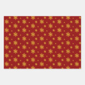 PAPIEREN MET Diep Rood en Goud Snowflake Inpakpapier Vel (Voorkant 3)