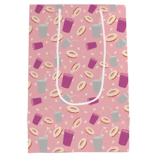 Papieren Mokken en donuts roze Medium Cadeauzakje (Achterkant)