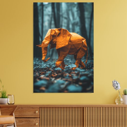 Papieren olifant canvas afdruk (Insitu (Woonkamer))