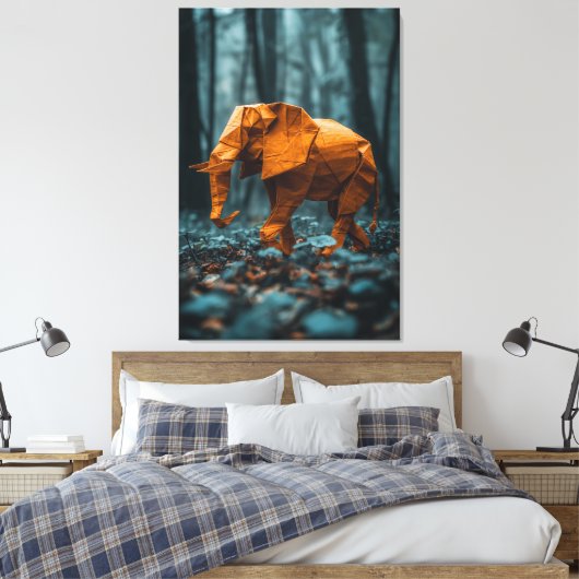 Papieren olifant canvas afdruk (Insitu (Slaapkamer))