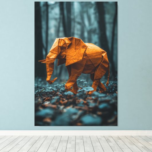 Papieren olifant canvas afdruk (Insitu (Houten vloer))