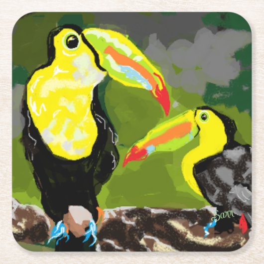 Papieren Onderzetter: Birds OF Paradise Kartonnen Onderzetters (Voorkant)