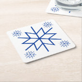 Papieren Onderzetter - Blauwe sneeuwvlokken (Schuin)