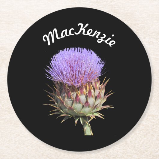 Papieren Onderzetter - Distel met naam (Voorkant)