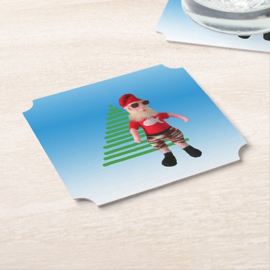 Papieren Onderzetter - Feestvrije kerstman (Gekanteld)