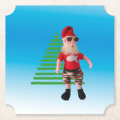 Papieren Onderzetter - Feestvrije kerstman (Voorkant)