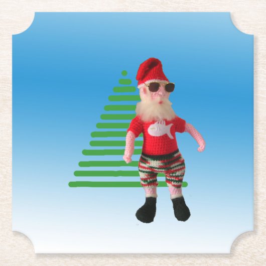 Papieren Onderzetter - Feestvrije kerstman (Voorkant)