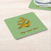 Papieren Onderzetter - Golden Anchor en naam schip (Schuin)