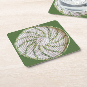 Papieren Onderzetter - Groene spiraalvormige haak