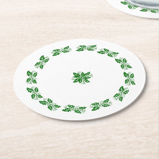 Papieren Onderzetter - Holly Wreath (Gebogen)