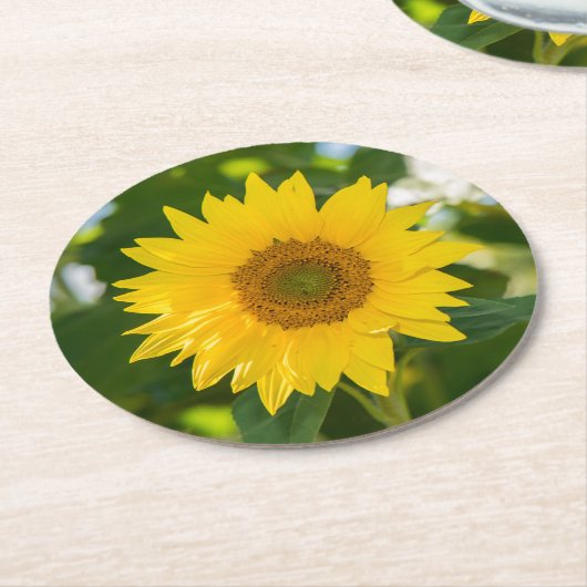 Papieren Onderzetter met gele zonnebloem (Gebogen)