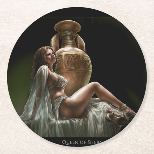 Papieren Onderzetter met koningin van Sheba door L (Voorkant)