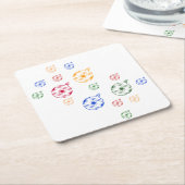 Papieren Onderzetter - Ornamenten met kerstbomen (Schuin)