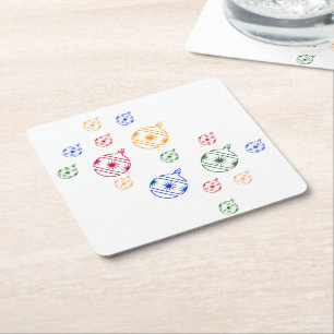 Papieren Onderzetter - Ornamenten met kerstbomen