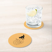 Papieren Onderzetter - pompoen en zwarte kat (Insitu)