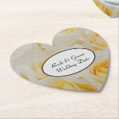 Papieren Onderzetter Rozen Bruid Bruidegom Datum (Gekanteld)