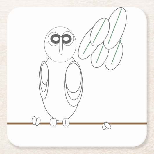 Papieren Onderzetter - Uil in Tree to Color (Voorkant)