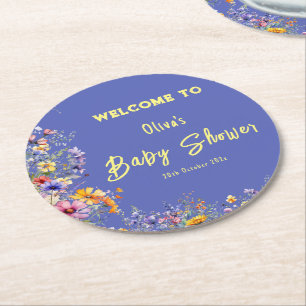 Papieren onderzetter voor Wildflowers baby shower