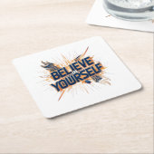 Papieren onderzetters - Geloof in jezelf (Schuin)