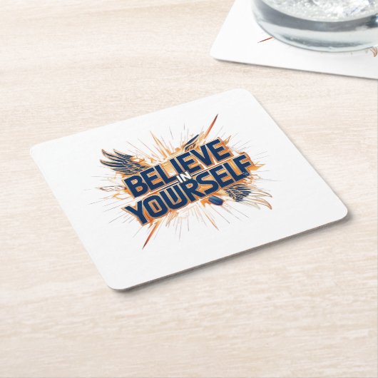 Papieren onderzetters - Geloof in jezelf (Schuin)