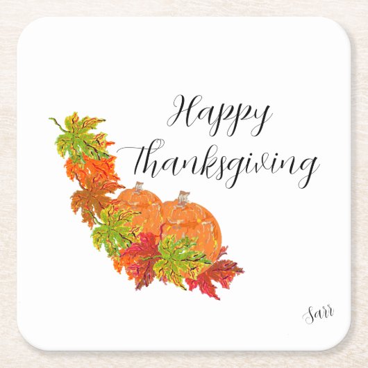 Papieren Onderzetters: Happy Thanksgiving Kartonnen Onderzetters (Voorkant)