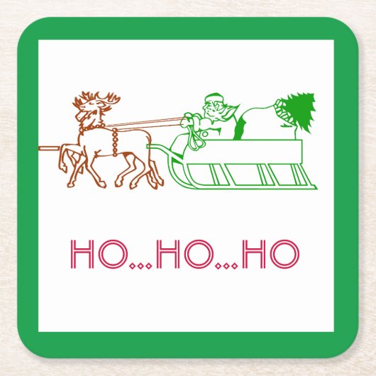 Papieren Onderzetters - Kerstman en rendier (Voorkant)