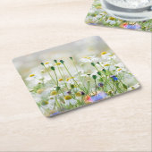 Papieren Onderzetters - Korenbloemen en madeliefje (Schuin)