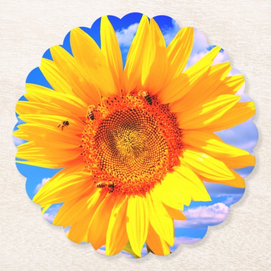 Papieren onderzetters met zonnebloem (Voorkant)